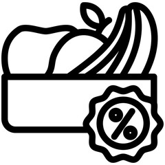 Discount black outline, mini illustration icon. use for modern concept, print, UI, UX kit, web and app development. Vector related to commerce, retail, marketing and shopping.