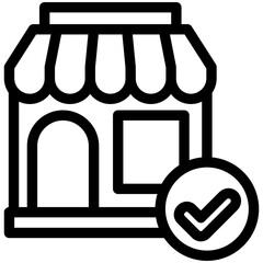 Open Store black outline, mini illustration icon. use for modern concept, print, UI, UX kit, web and app development. Vector related to commerce, retail, marketing and shopping.