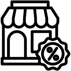 Outlet Store black outline, mini illustration icon. use for modern concept, print, UI, UX kit, web and app development. Vector related to commerce, retail, marketing and shopping.