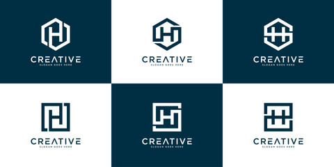 Set of initial H abstract logo vector template