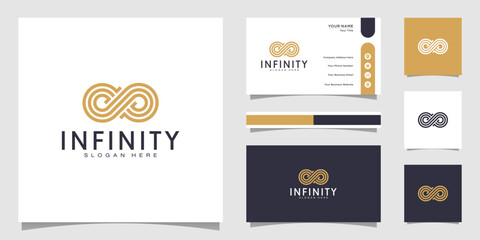 infinity loop with line art style symbol and business card