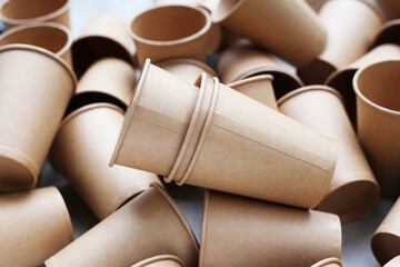 Brown paper cups, disposable glass