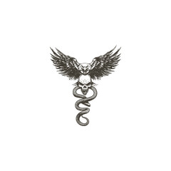 Eagle snake with skull design vector template illustration