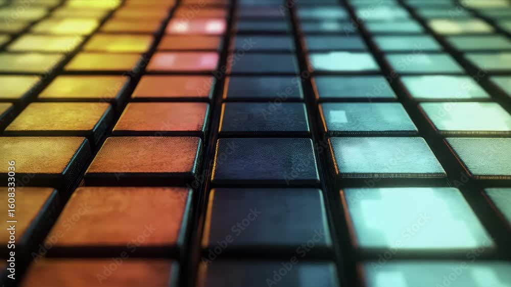 Poster dynamic colorful square tiles abstract background perfect for modern presentation