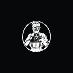 elderly photographer design vector template illustration