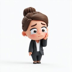 Cartoon Businesswoman in Distress with Tears