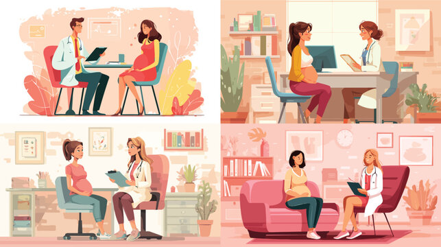 Pregnant woman visits doctor for prenatal care eps