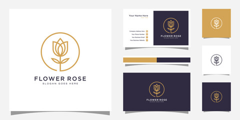 rose flower logo vector design and business card design