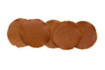 Fermented soybean discs, known as “Thua Nao,” a traditional Thai seasoning used to enhance flavor in Northern cuisine.
