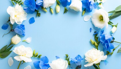 Blue and White Floral Frame: A Delightful Spring Bouquet