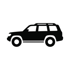Fototapeta premium Black silhouette icon of an suv with roof rack