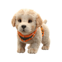 Adorable Golden Retriever Puppy in Halloween Bandana