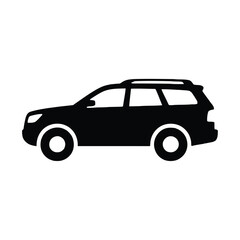 Black silhouette of a station wagon suv with roof rack