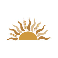 Stylized Sun with Wheat and Grain Rays for Agriculture and Harvest Concepts