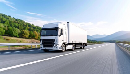 Rolling Forward: A modern and powerful semi-truck speeds down an open highway, showcasing its aerodynamic design and the promise of efficient transportation.