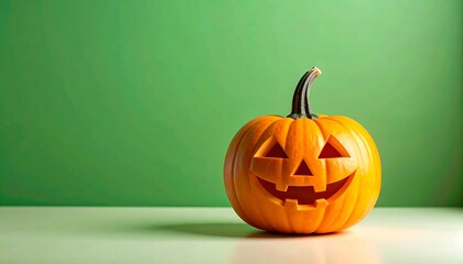 Halloween pumpkin on green background (1)