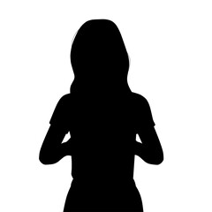 Solid black silhouette vector of a woman performing a breast self-exam. Suitable for awareness logos, icons, or minimalist health visuals