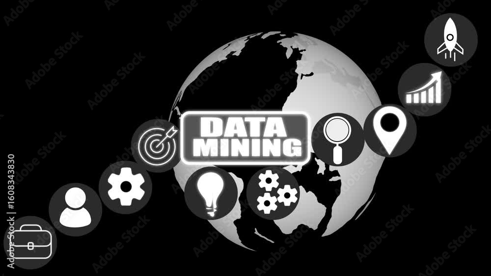 Poster glowing animation data mining concept. business, modern technology, internet and networking concept.