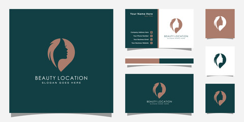 Woman place logo inspiration . feminine pin logo design template . woman finder logo and business card design