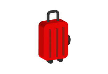 Simple 3D illustration of a suitcase icon. Transparent background, PNG format.