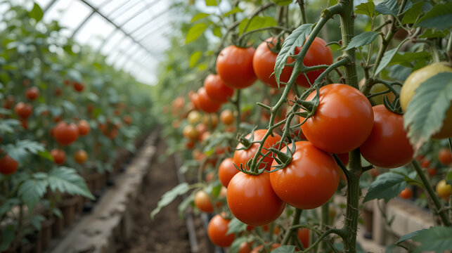 Close-up of tomatoes in the greenhouse, removal of stepchildren for a good harvest