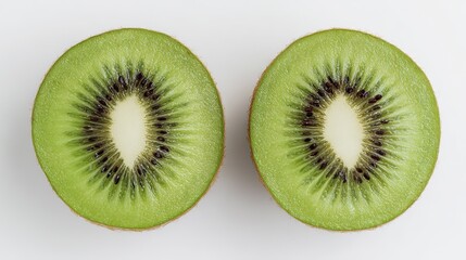 Kiwi on a white background, realistic close-up of juicy, fresh exotic orchard fruits for natural health food.