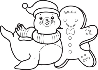 Coloring pages of cute seal sticker illustrations.