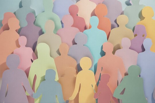 Multicolored paper cutouts of people