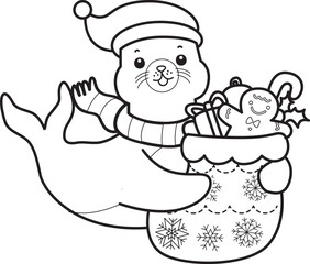Coloring pages of cute seal sticker illustrations.