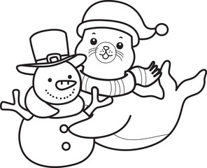 Coloring pages of cute seal sticker illustrations.