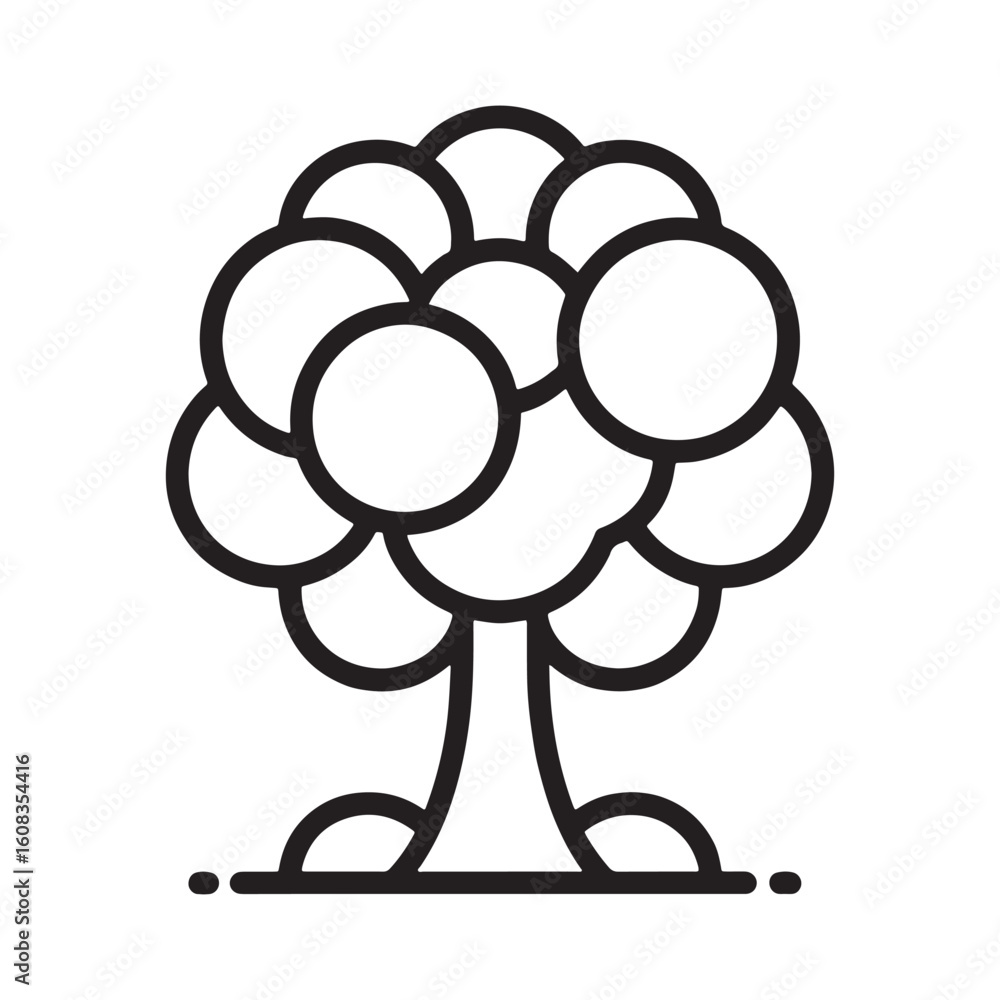 Poster stylized tree icon with rounded crown and simple trunk design representing nature and growth in a mi