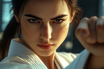 A fighter with determination, strong and ready for competition in mixed martial arts.