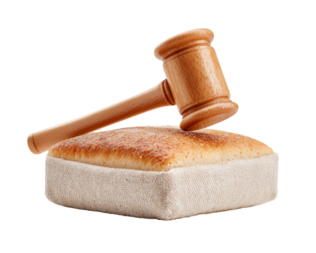 Gavel resting on bread loaf