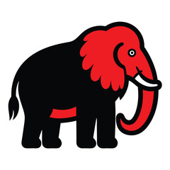 Solid color Woolly Mammoth animal vector design