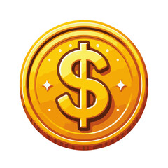 Shiny Coin with Dollar Symbol – Financial Icon Illustration