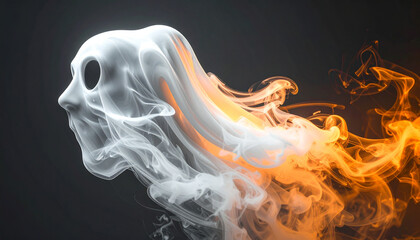 Fototapeta premium Floating Ghost Made of Swirling Smoke and Light. Hallowen Concept. Generated Image
