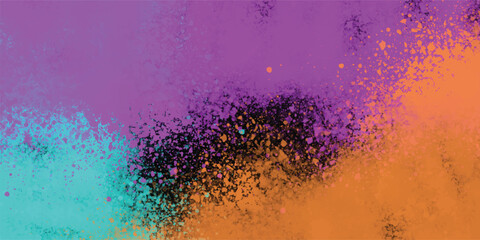 Abstract spray paint background with blend of teal purple and orange colors grunge texture illustration for artistic projects