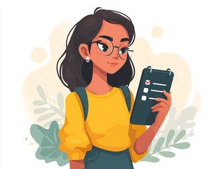 Woman scheduling tasks using voice input on mobile