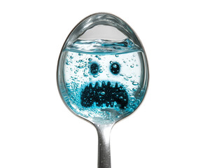 Liquid in spoon forming face shape