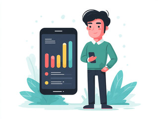 Entrepreneur reviewing user behavior data on mobile app