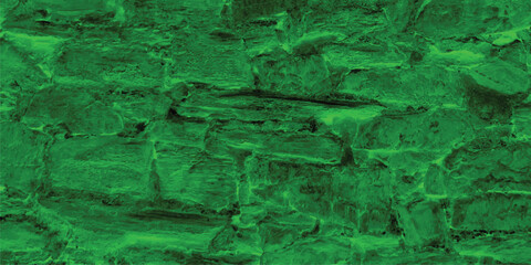 Artistic green stone wall texture with rough surface for background or wallpaper designs