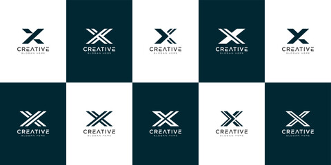 set of initials letter X abstract logo vector design