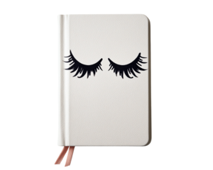 Notebook with eyelash graphic
