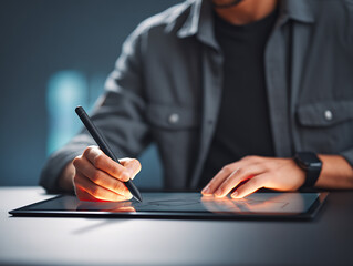 Freelancer sketching product concept on pad