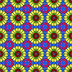 Colorful Mandala Circle Pattern with Orange Background – Seamless Design