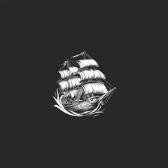 Sailing boat design vector template illustration