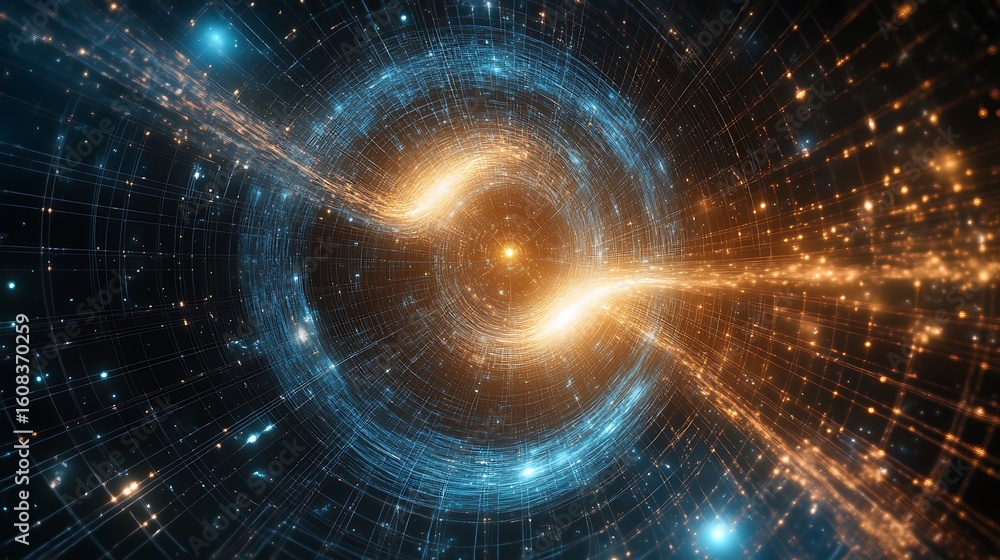Poster digital vortex journey through cyber space with flowing data streams for futuristic technology virtu