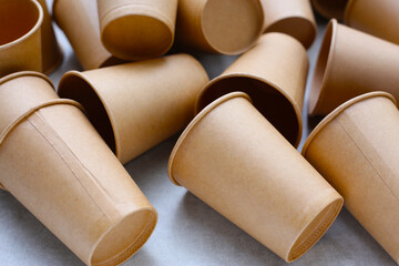 Brown paper cups, disposable glass