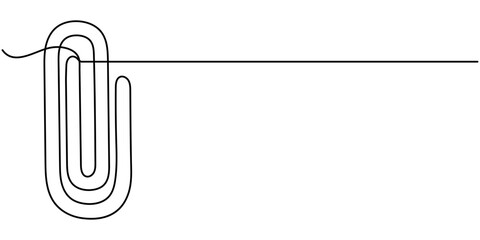 Continuous one line drawing of Paper clip. Single line drawing illustration of Metal paper clip. Realistic paper clip concept vector art. Doodle line illustration. 