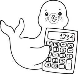 Coloring pages of cute seal stock illustration.